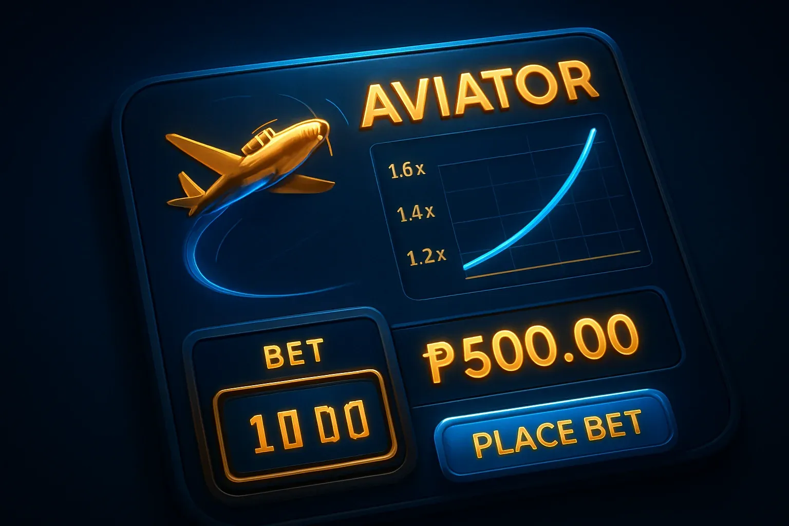 Aviator game interface with plane trajectory, multiplier graph, and PHP bet panel