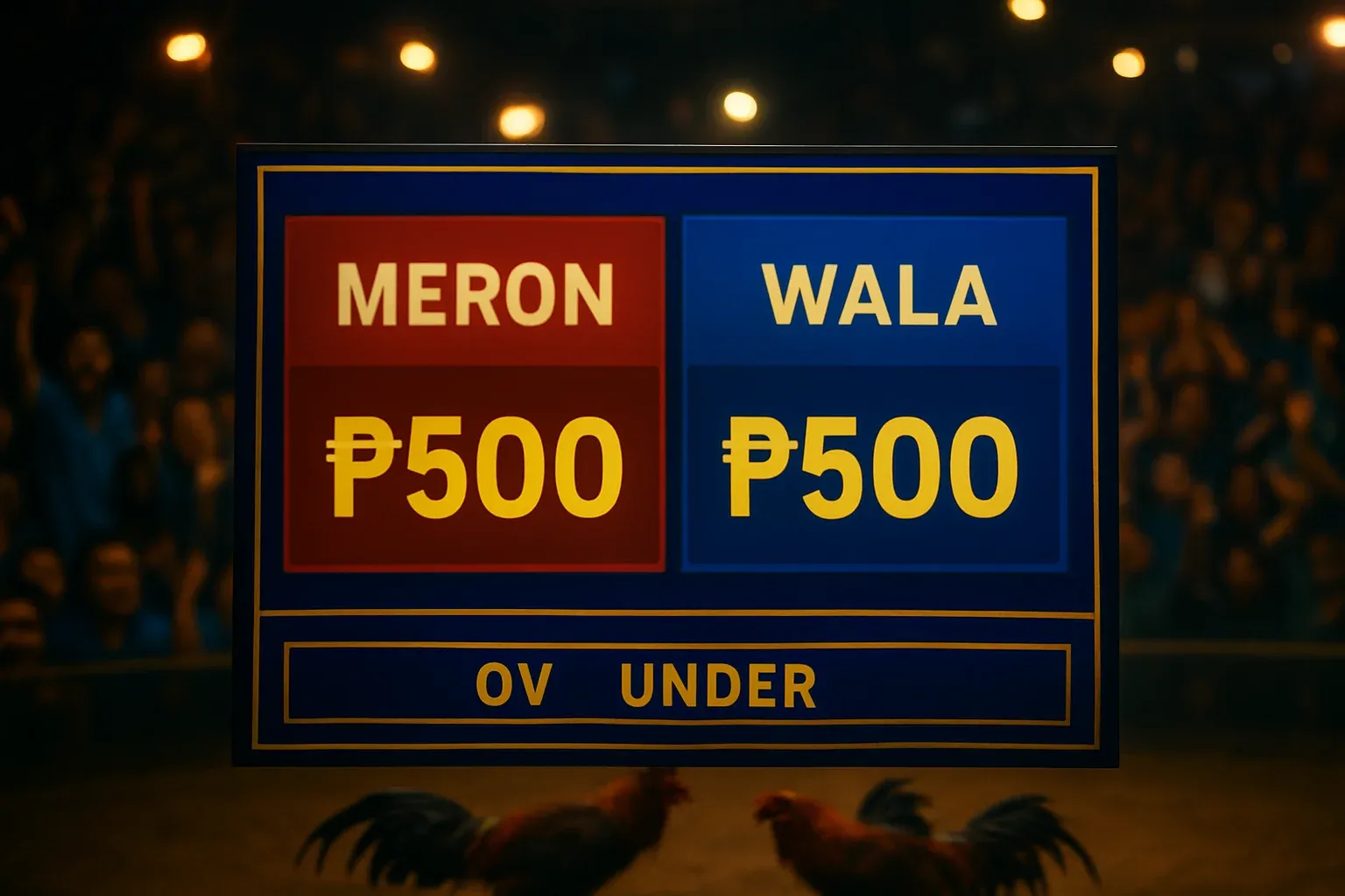 Philippine online sabong betting interface with Meron and Wala panels